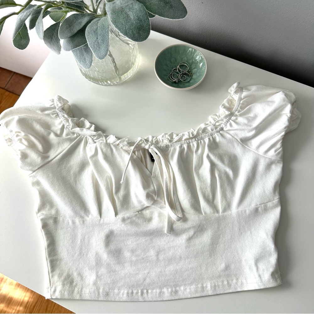 White Ruffled Women's Top